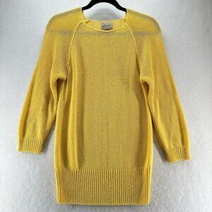 Ann Wi Sweater Size S Rayon Blend Tunic Crewneck Long Sleeve Pullover Yellow